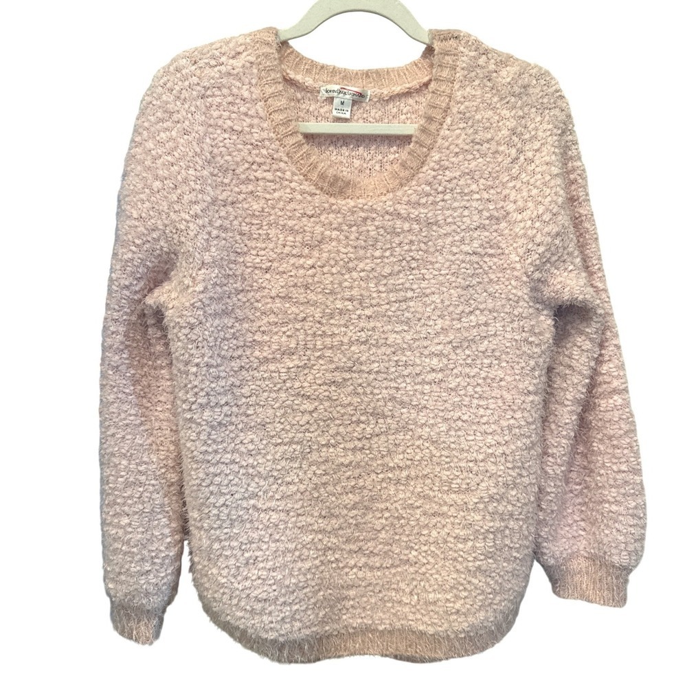John Paul Richard Coquette Popcorn Knit Sweater Medium Baby Pink Pullover